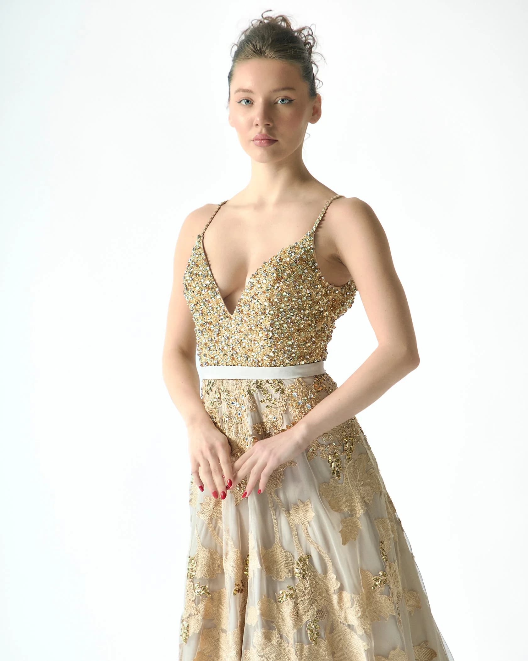 Gold Luxe Gown by Couture by Almas, detail view 1